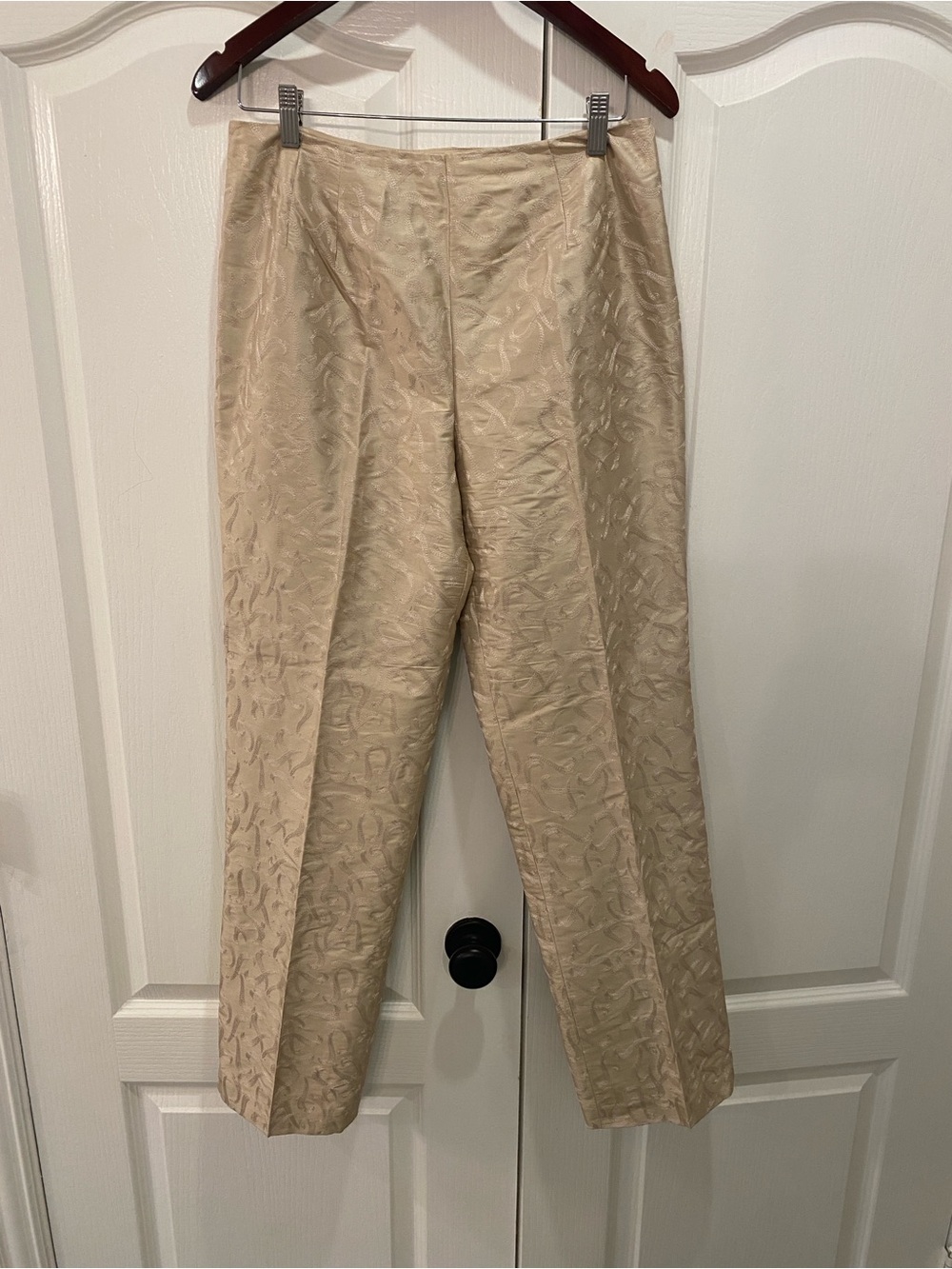 Talbots Champagne Gold Jacquard Textured Brocade Straight Leg Dress Pants (Silk)